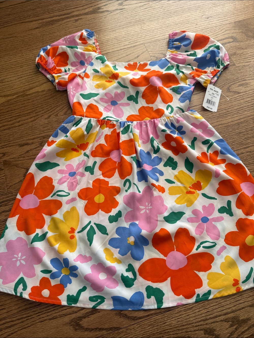 Kids Floral Puff-Sleeve Dress - Multicolor